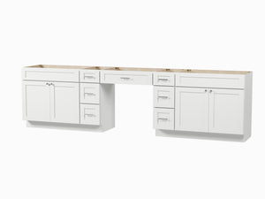 126 Double Bathroom Vanity Base Only With 7 Drawers