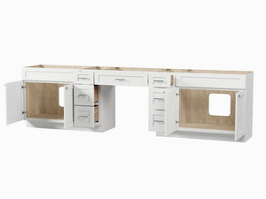 126 Double Bathroom Vanity Base Only With 7 Drawers