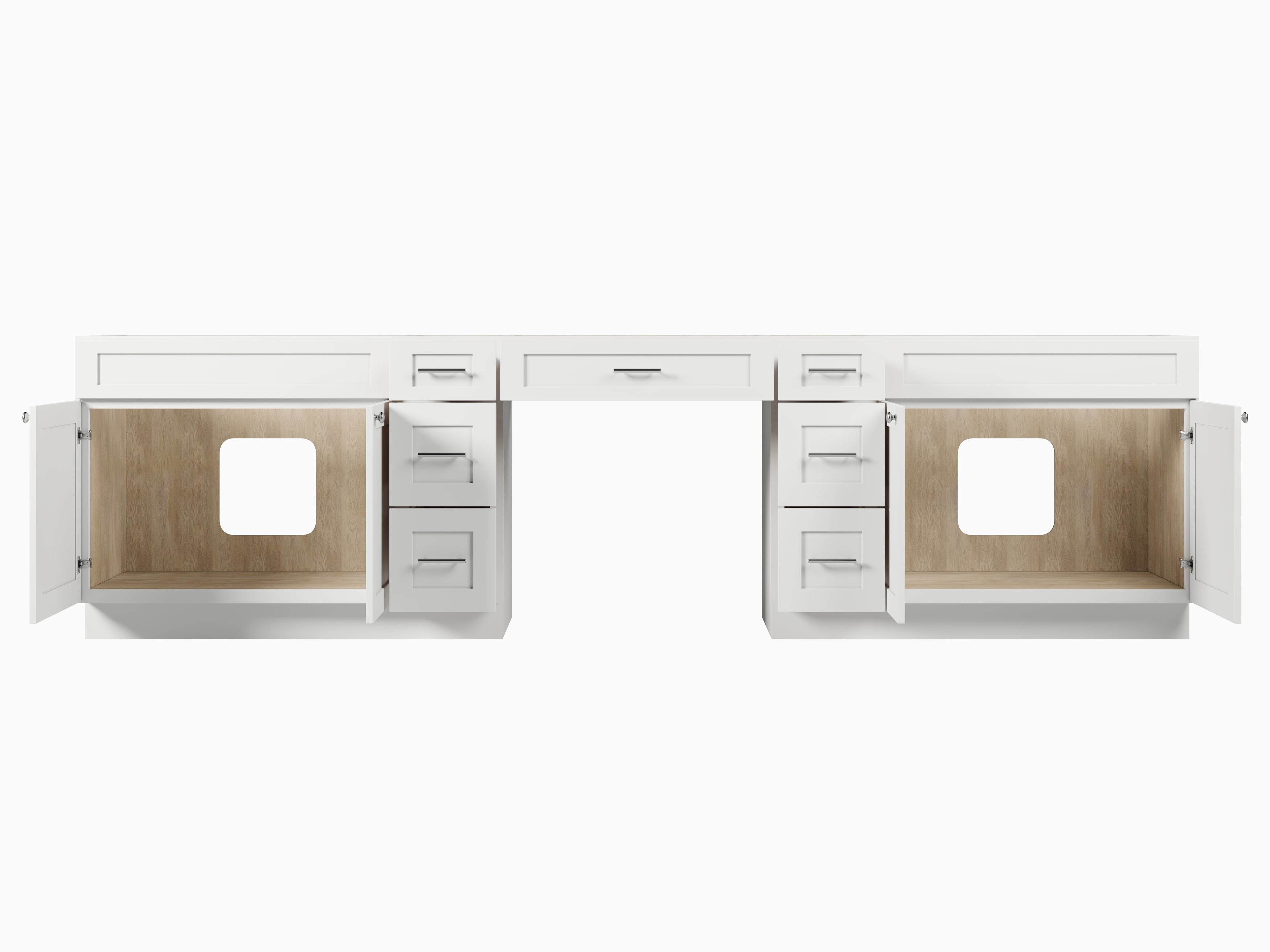 126 Double Bathroom Vanity Base Only With 7 Drawers