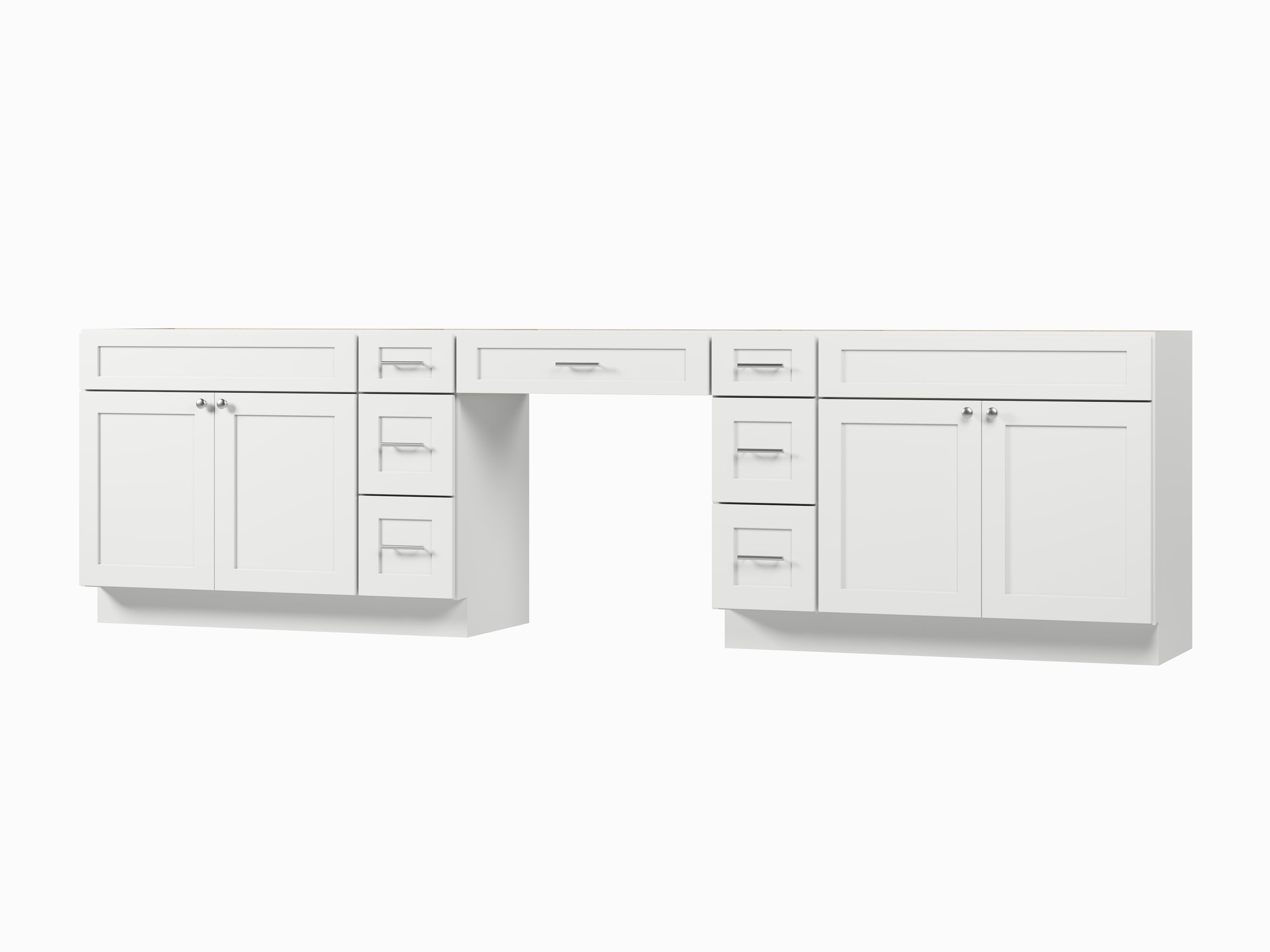 126 Double Bathroom Vanity Base Only With 7 Drawers