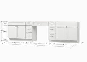 126 Double Bathroom Vanity Base Only With 7 Drawers