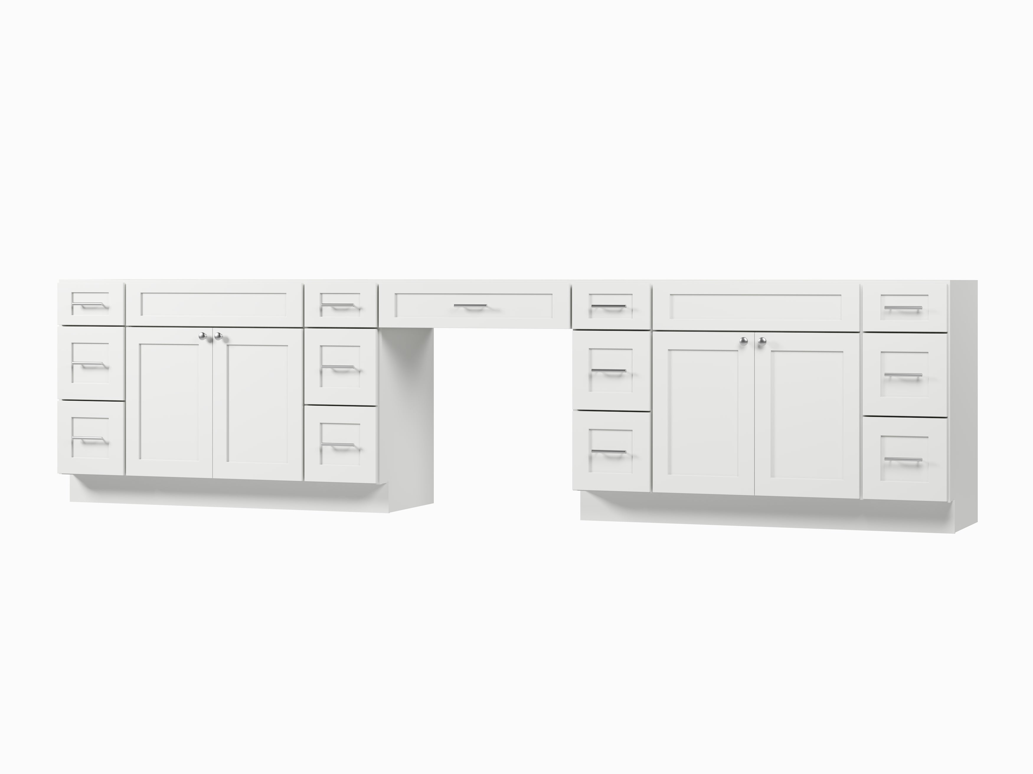 138'' Double Bathroom Vanity Base Only With 13 Drawers