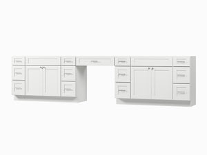138'' Double Bathroom Vanity Base Only With 13 Drawers