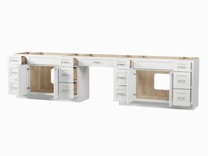 138'' Double Bathroom Vanity Base Only With 13 Drawers