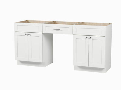 [color:White] 72" Double Bathroom Vanity, Base Only - front view