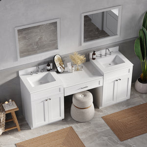 79'' Double Bathroom Vanity Desk with Quartz Top