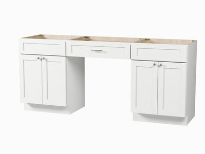 [color:White] 78" Double Bathroom Vanity Desk, Base Only - front view