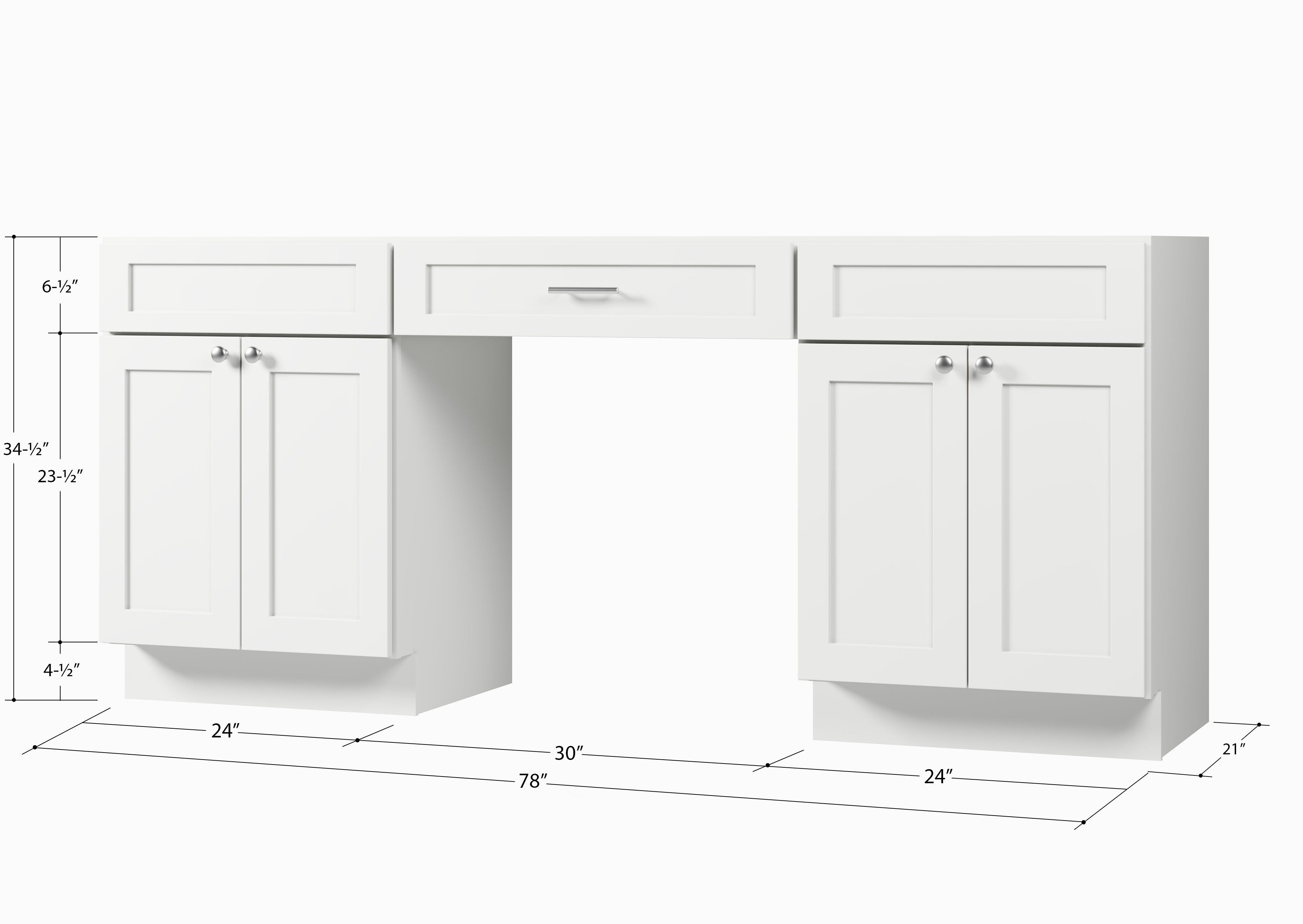 78" Double Bathroom Vanity Base Only