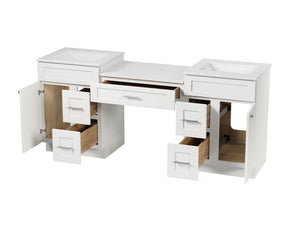 78'' Double Bathroom Vanity Desk  With Carrara Quartz Top, 5 Drawers