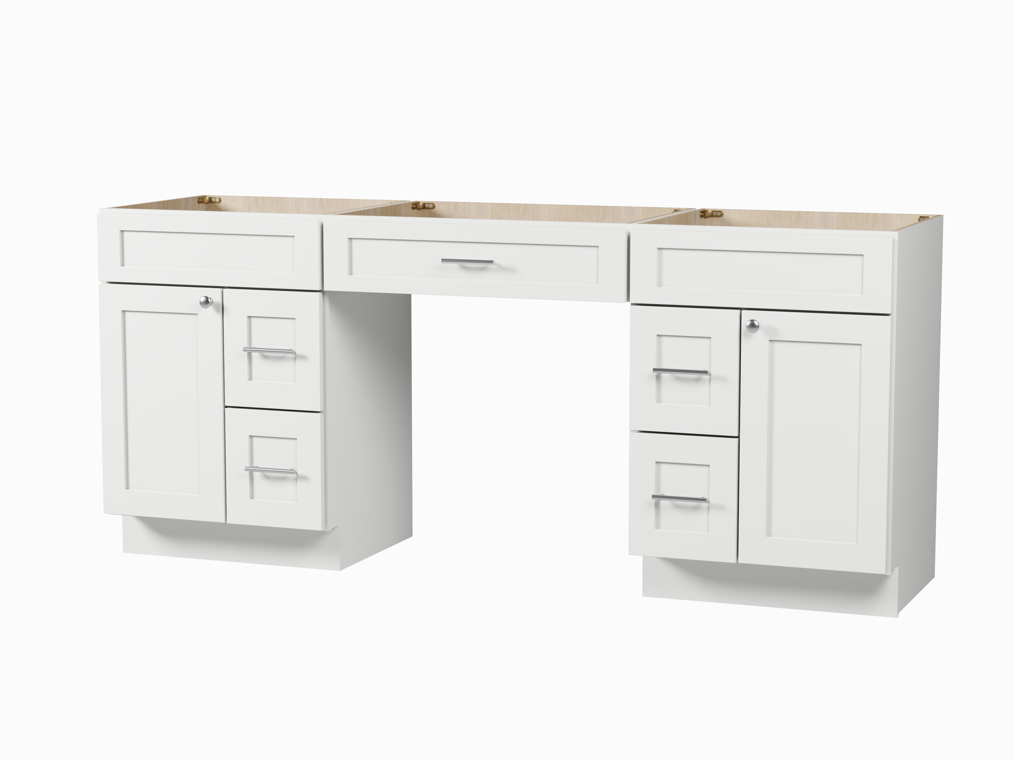 78'' Double Bathroom Vanity Base Only, With 5 Drawers