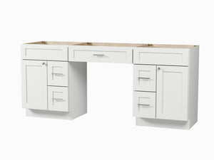 78'' Double Bathroom Vanity Base Only, With 5 Drawers
