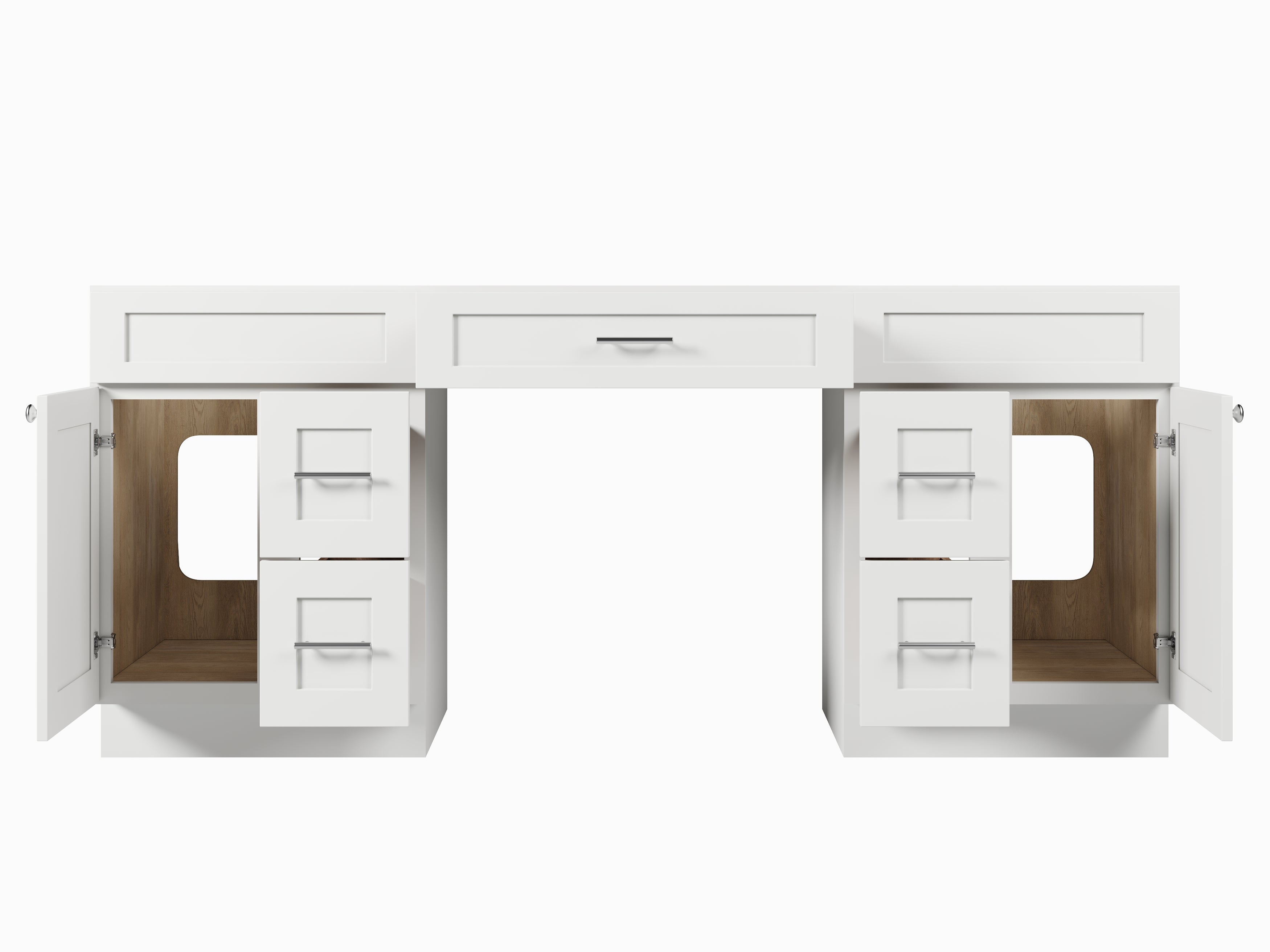78'' Double Bathroom Vanity Base Only, With 5 Drawers