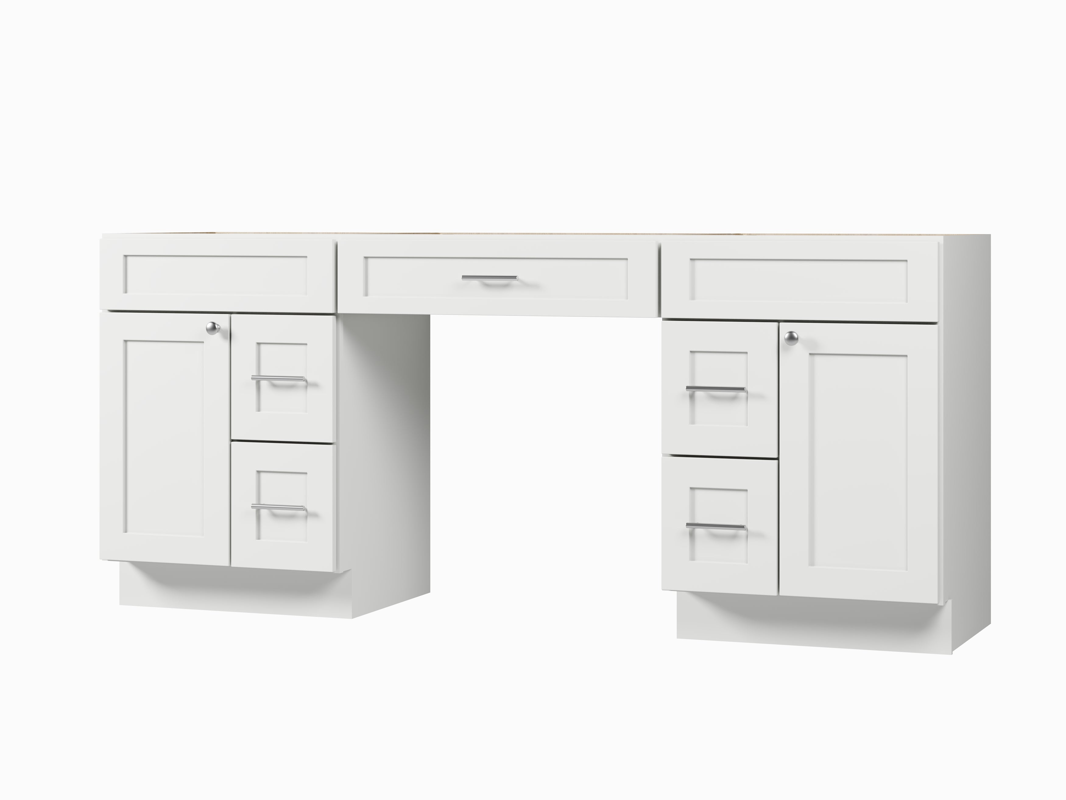 78'' Double Bathroom Vanity Base Only, With 5 Drawers
