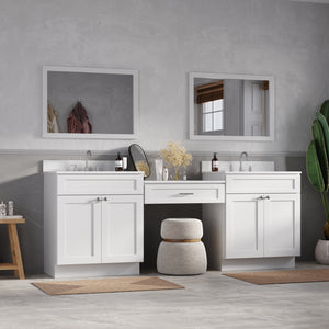 91'' Double Bathroom Vanity Desk  with Quartz Top