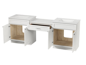 91'' Double Bathroom Vanity Desk  with Quartz Top