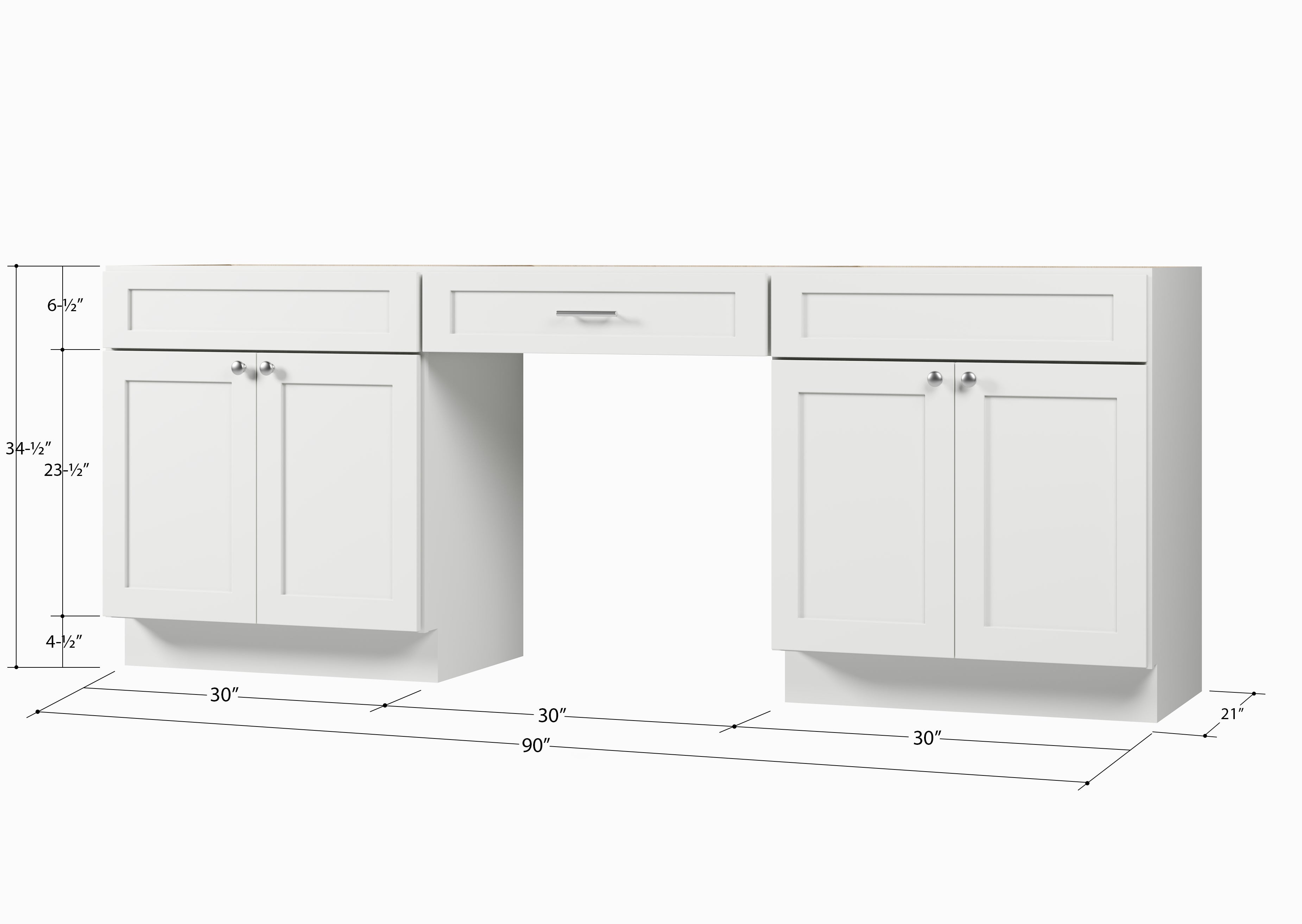 90'' Double Bathroom Vanity Base Only