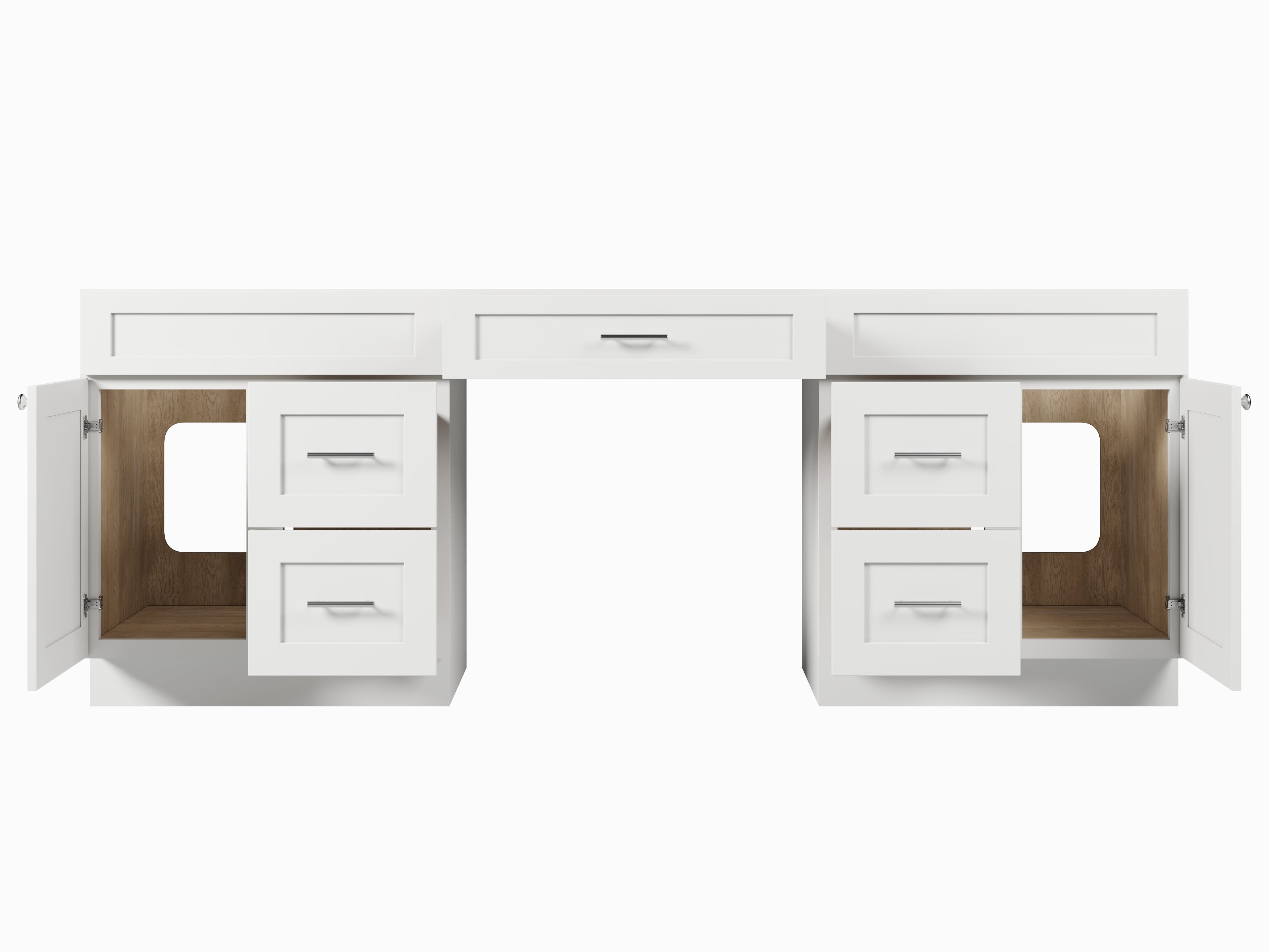 90 Double Bathroom Vanity Base Only With 5 Drawers