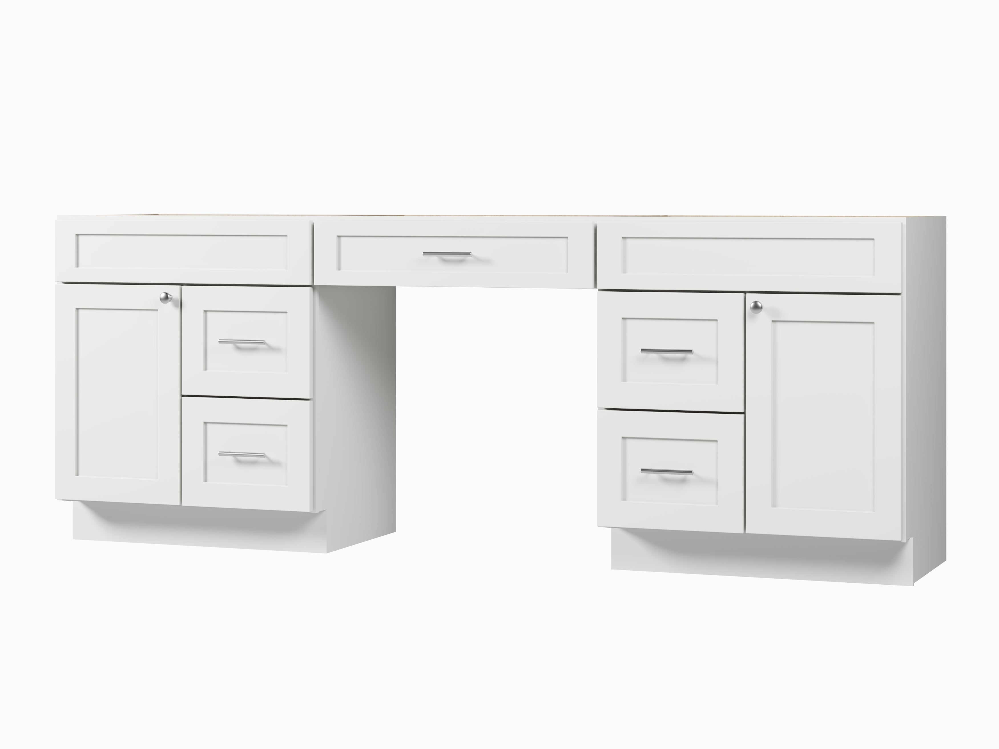 90 Double Bathroom Vanity Base Only With 5 Drawers