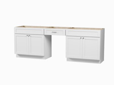 [color:White] 96" Double Bathroom Vanity, Base Only - front view