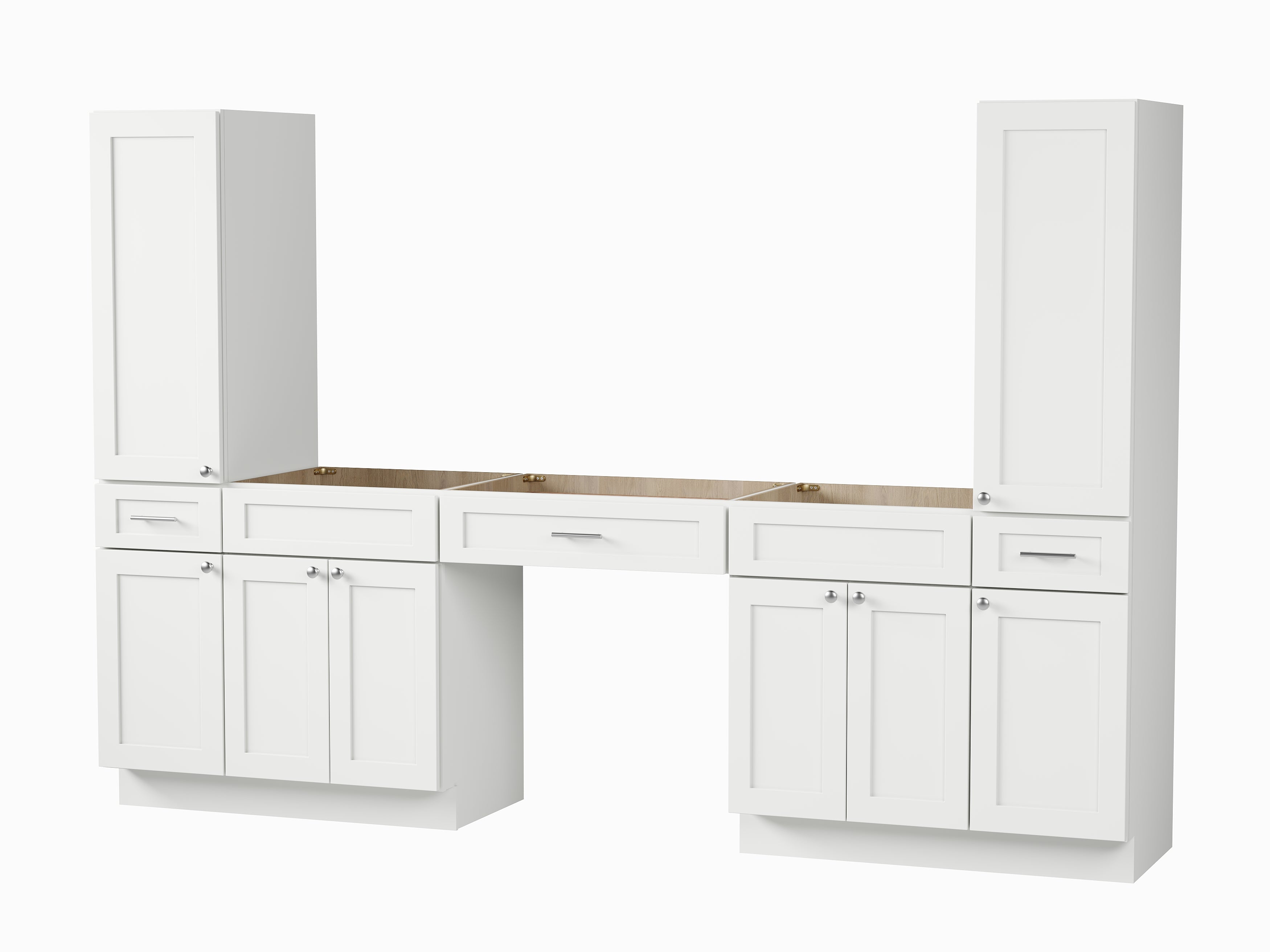 Disar 108'' Double Bathroom Vanity With Tall Linen Cabinet Dovetail Solid Wood Drawer Base Only, Drawer 3