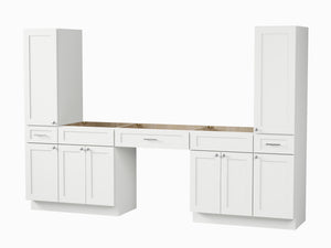 Disar 108'' Double Bathroom Vanity With Tall Linen Cabinet Dovetail Solid Wood Drawer Base Only, Drawer 3