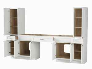 Disar 108'' Double Bathroom Vanity With Tall Linen Cabinet Dovetail Solid Wood Drawer Base Only, Drawer 3