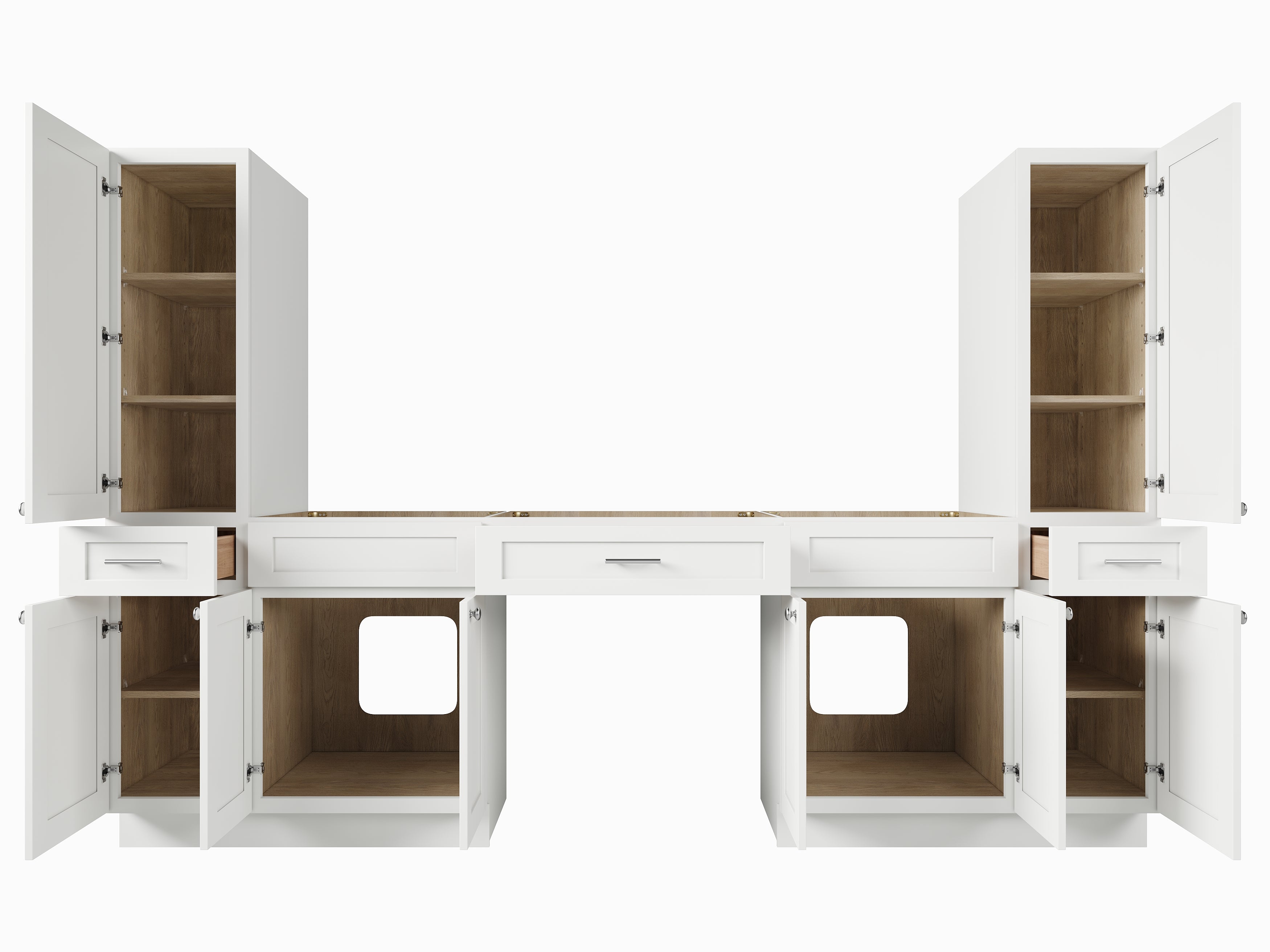 Disar 108'' Double Bathroom Vanity With Tall Linen Cabinet Dovetail Solid Wood Drawer Base Only, Drawer 3