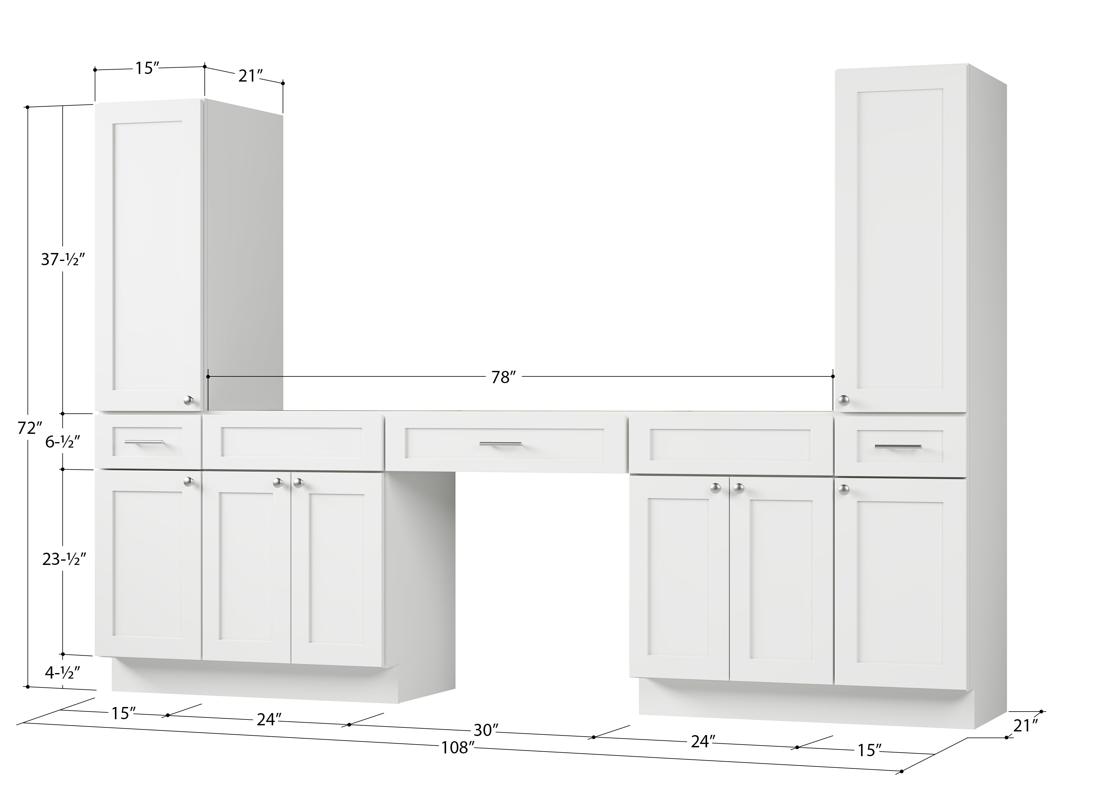 Disar 108'' Double Bathroom Vanity With Tall Linen Cabinet Dovetail Solid Wood Drawer Base Only, Drawer 3