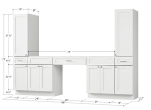 Disar 108'' Double Bathroom Vanity With Tall Linen Cabinet Dovetail Solid Wood Drawer Base Only, Drawer 3