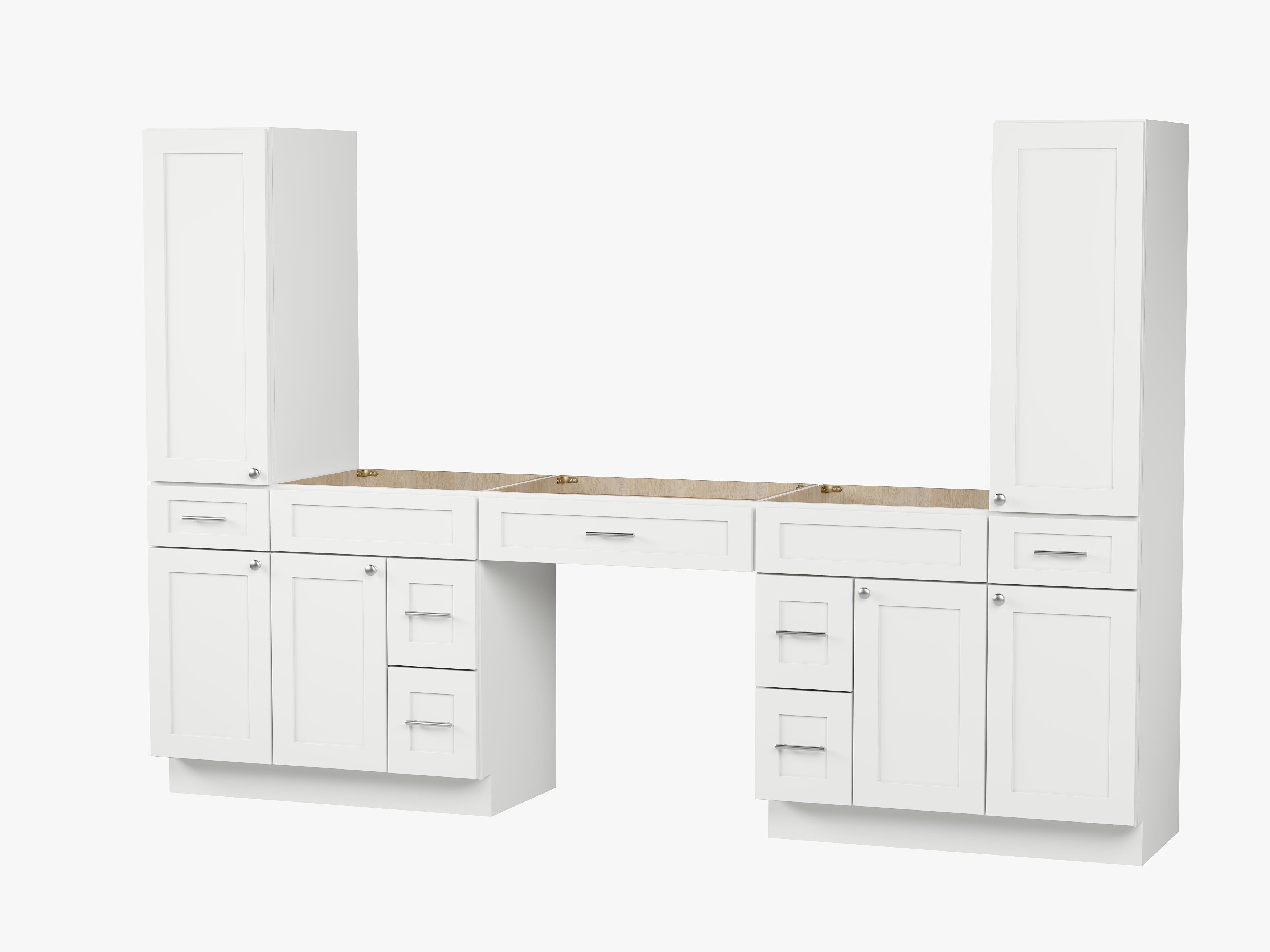 Disar 108'' Double Bathroom Vanity With Tall Linen Cabinet Dovetail Solid Wood Drawer Base Only, Drawer 7