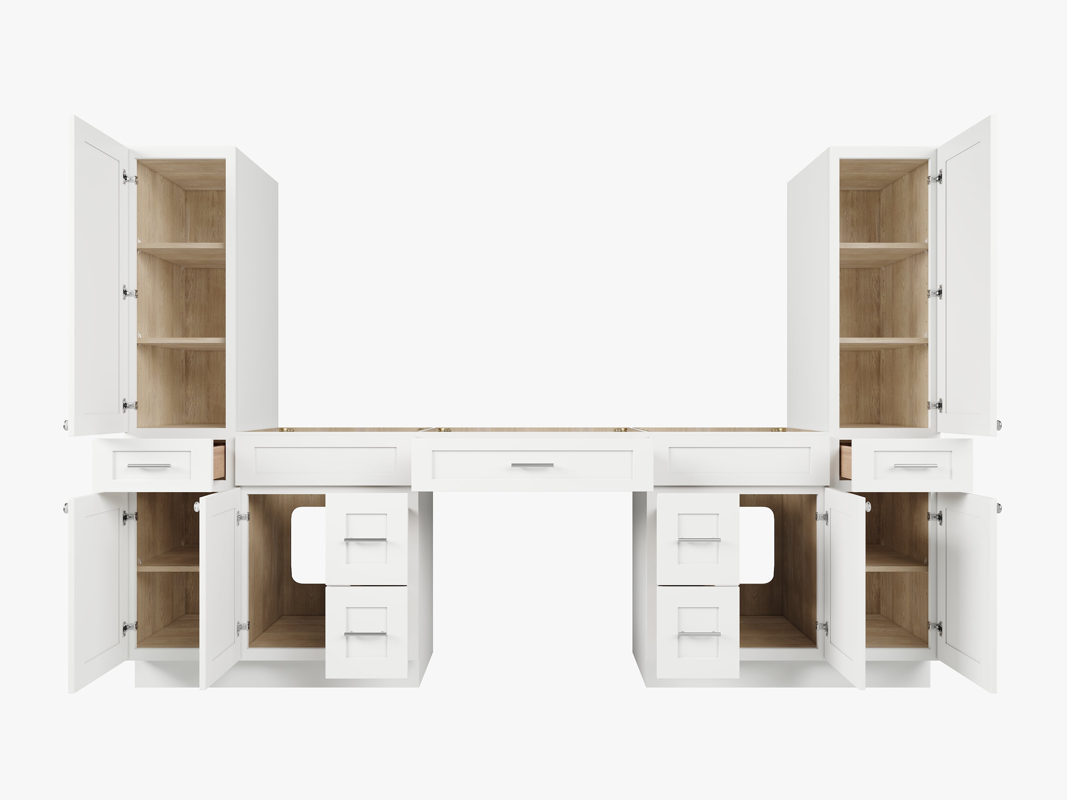 Disar 108'' Double Bathroom Vanity With Tall Linen Cabinet Dovetail Solid Wood Drawer Base Only, Drawer 7