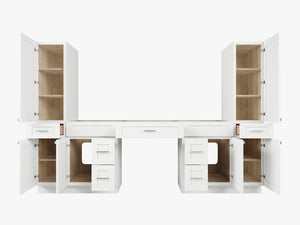 Disar 108'' Double Bathroom Vanity With Tall Linen Cabinet Dovetail Solid Wood Drawer Base Only, Drawer 7