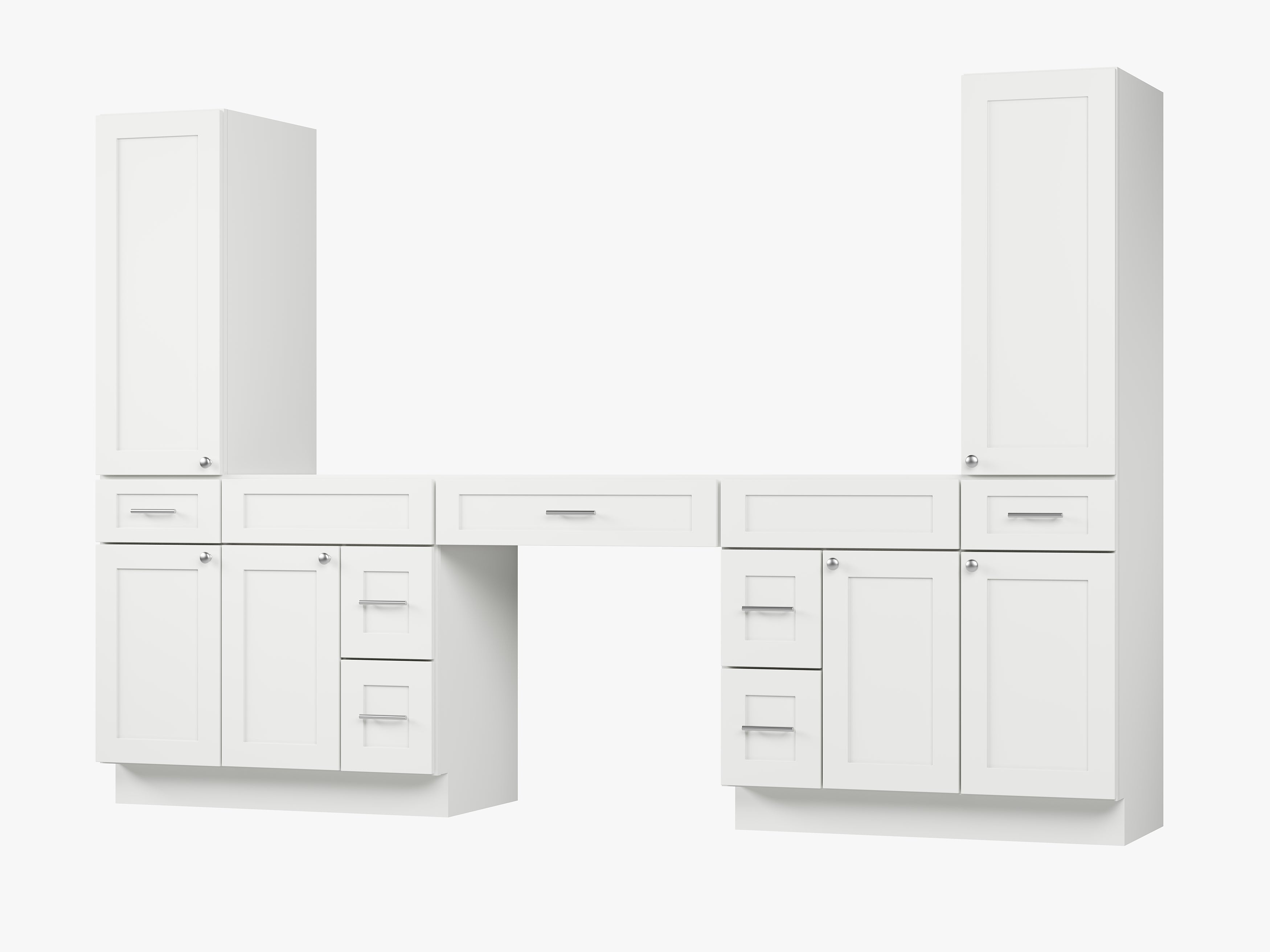 Disar 108'' Double Bathroom Vanity With Tall Linen Cabinet Dovetail Solid Wood Drawer Base Only, Drawer 7