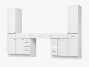 Disar 108'' Double Bathroom Vanity With Tall Linen Cabinet Dovetail Solid Wood Drawer Base Only, Drawer 7