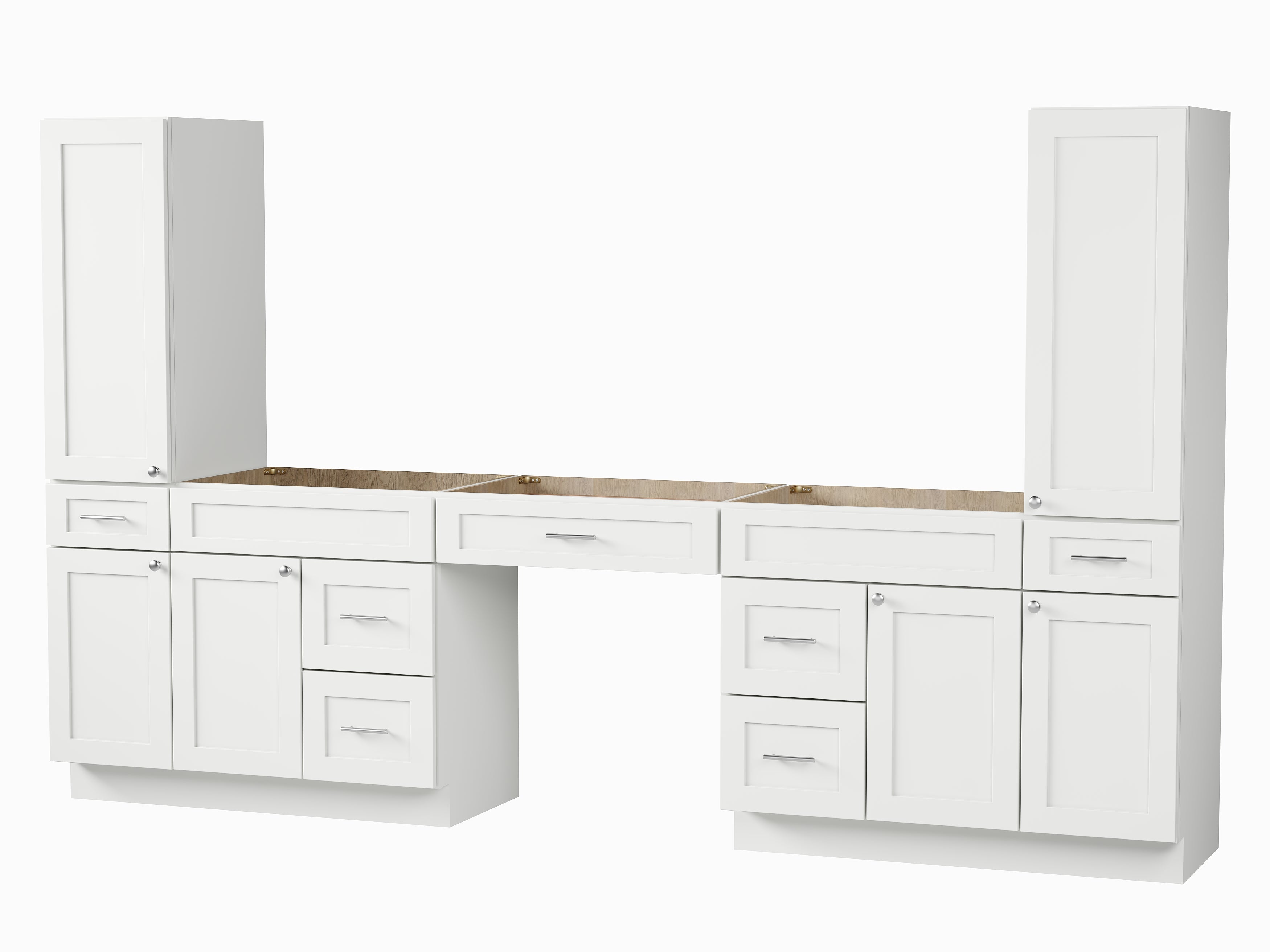 Disar 120'' Double Bathroom Vanity With Tall Linen Cabinet Dovetail Solid Wood Drawer Base Only, Drawer 7