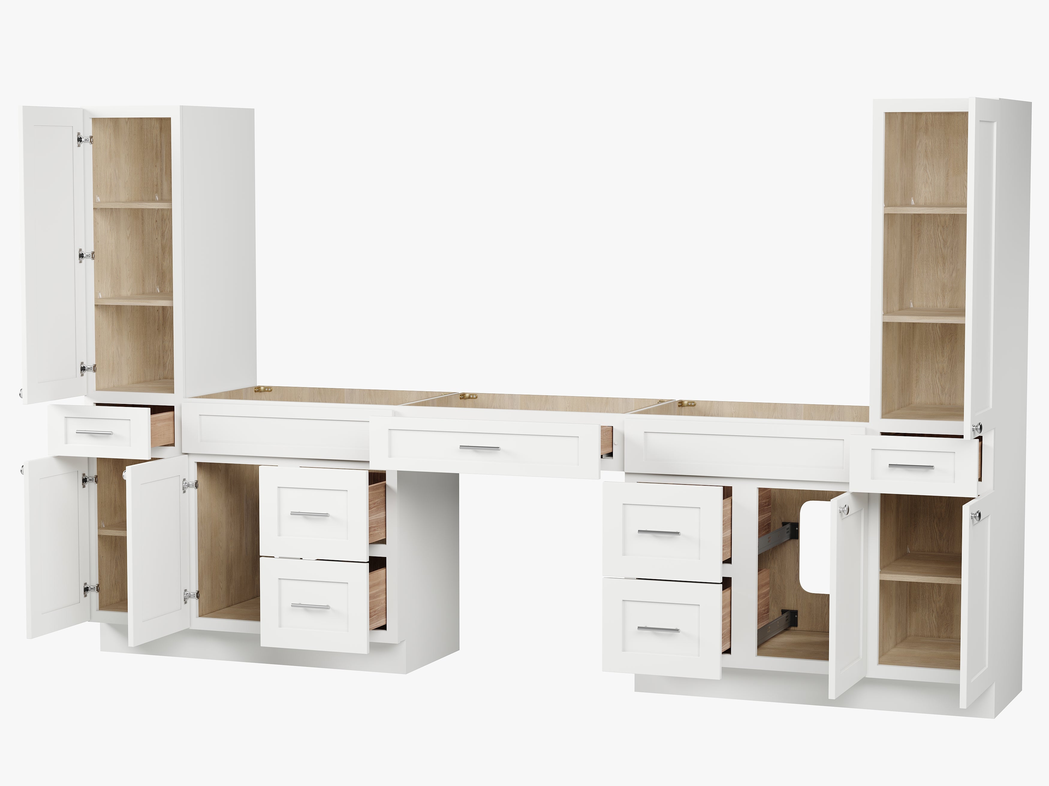 Disar 120'' Double Bathroom Vanity With Tall Linen Cabinet Dovetail Solid Wood Drawer Base Only, Drawer 7
