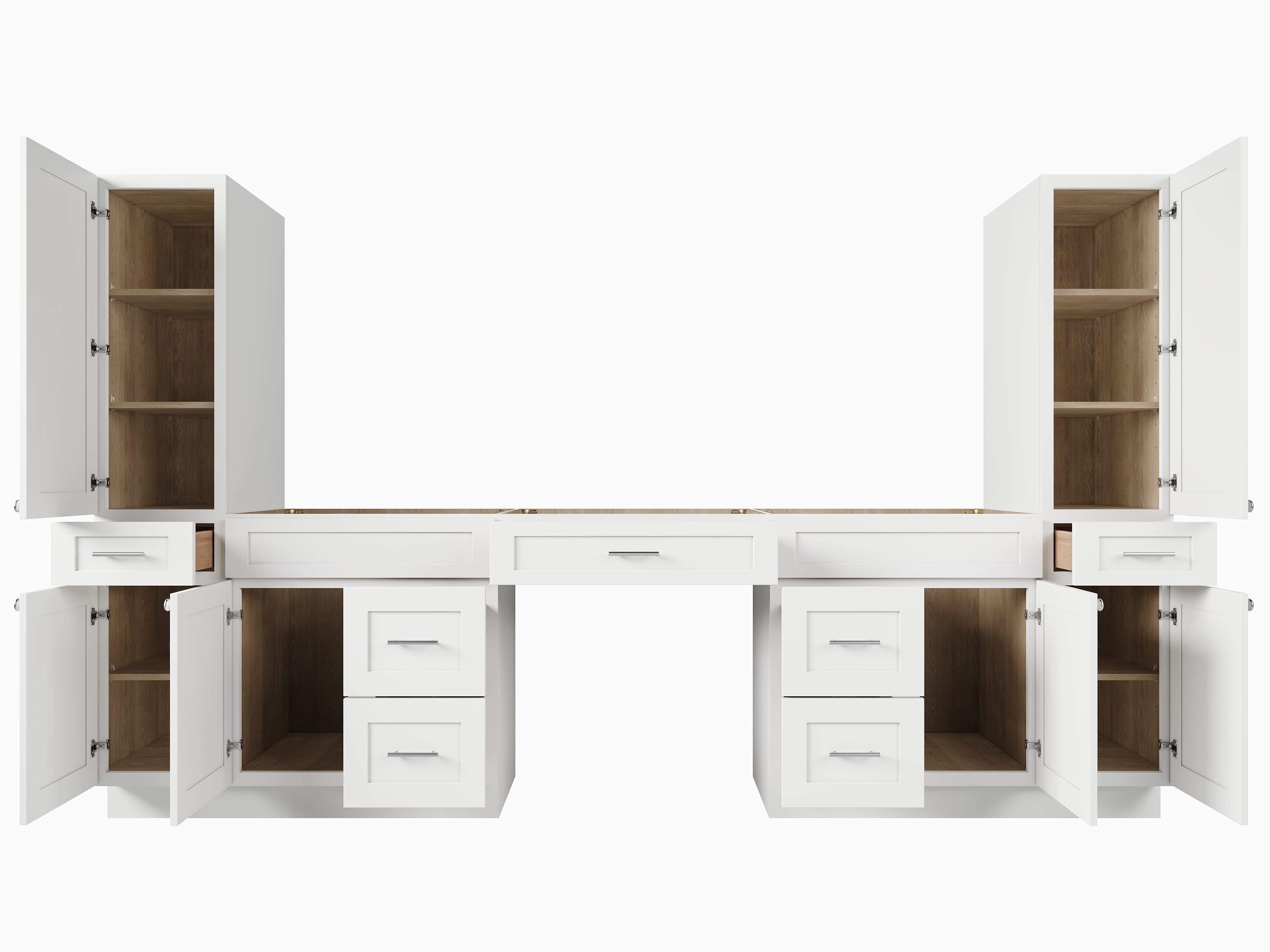 Disar 120'' Double Bathroom Vanity With Tall Linen Cabinet Dovetail Solid Wood Drawer Base Only, Drawer 7