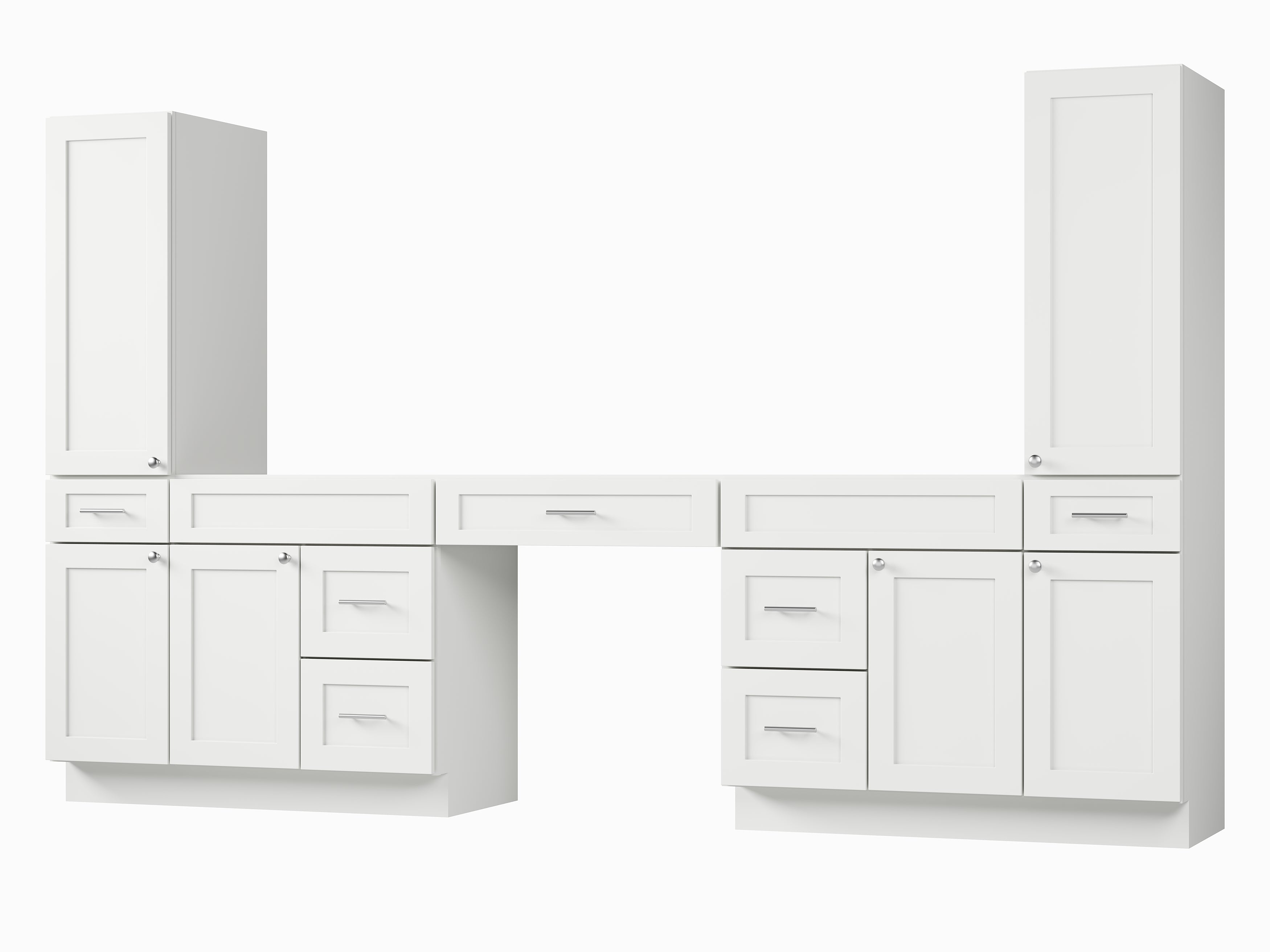 Disar 120'' Double Bathroom Vanity With Tall Linen Cabinet Dovetail Solid Wood Drawer Base Only, Drawer 7