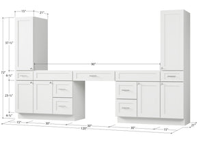 Disar 120'' Double Bathroom Vanity With Tall Linen Cabinet Dovetail Solid Wood Drawer Base Only, Drawer 7