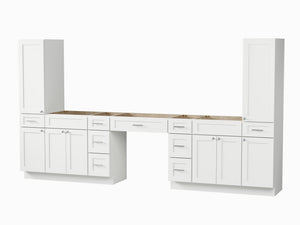 Disar 132'' Double Bathroom Vanity With Tall Linen Cabinet Dovetail Solid Wood Drawer Base Only, Drawer 9