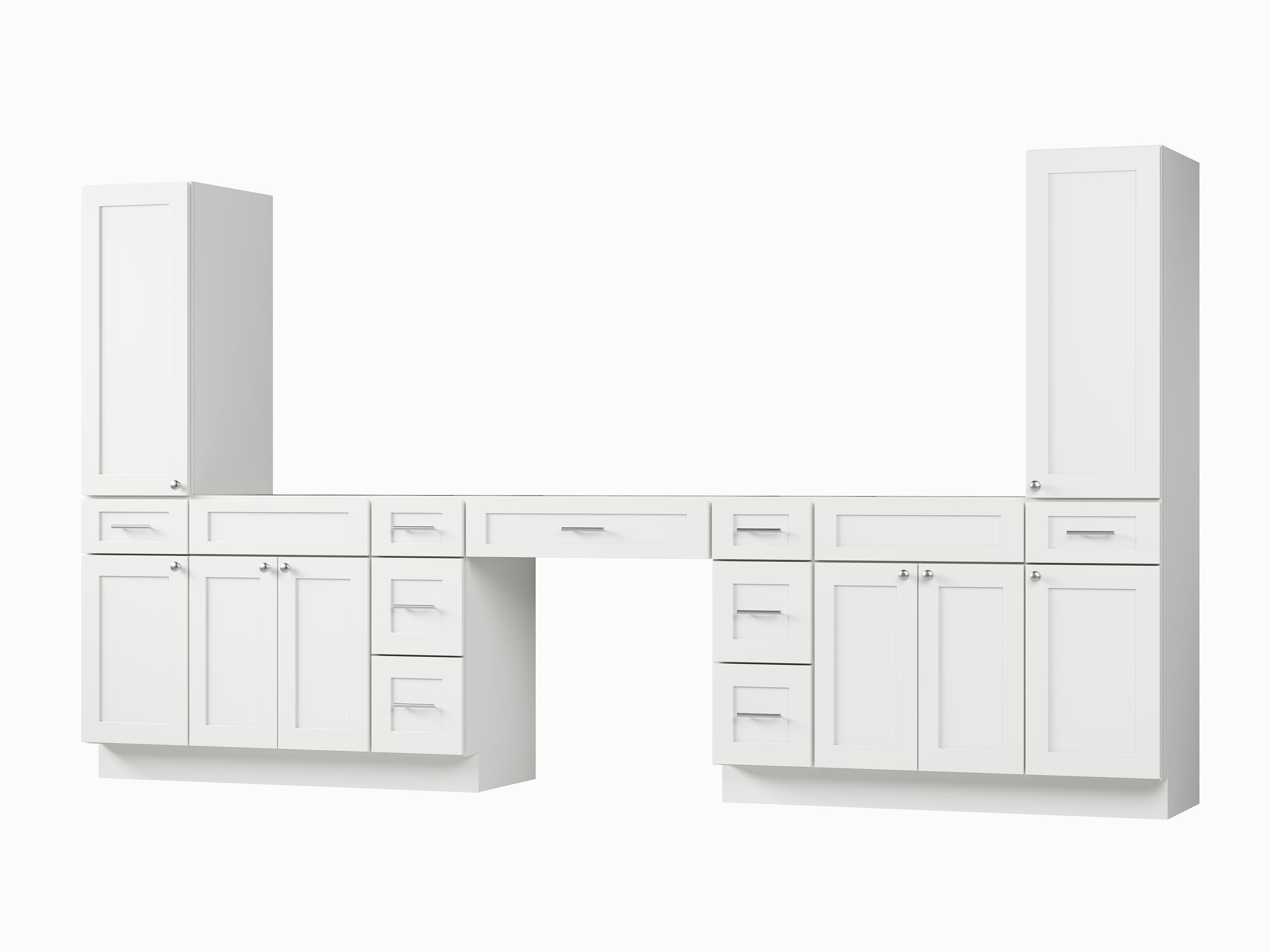 Disar 132'' Double Bathroom Vanity With Tall Linen Cabinet Dovetail Solid Wood Drawer Base Only, Drawer 9