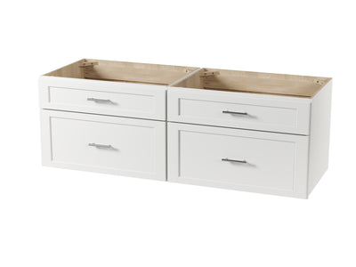 [color:White] 60" Floating Wall Mounted Double Bathroom Vanity, Without Top - front view