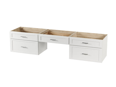 [color:White] 90" Floating Wall Mounted Double Bathroom Vanity With Desk, Without Top - front view