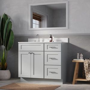 Disar 39'' Right Drawer Single Bathroom Vanity with Quartz Top