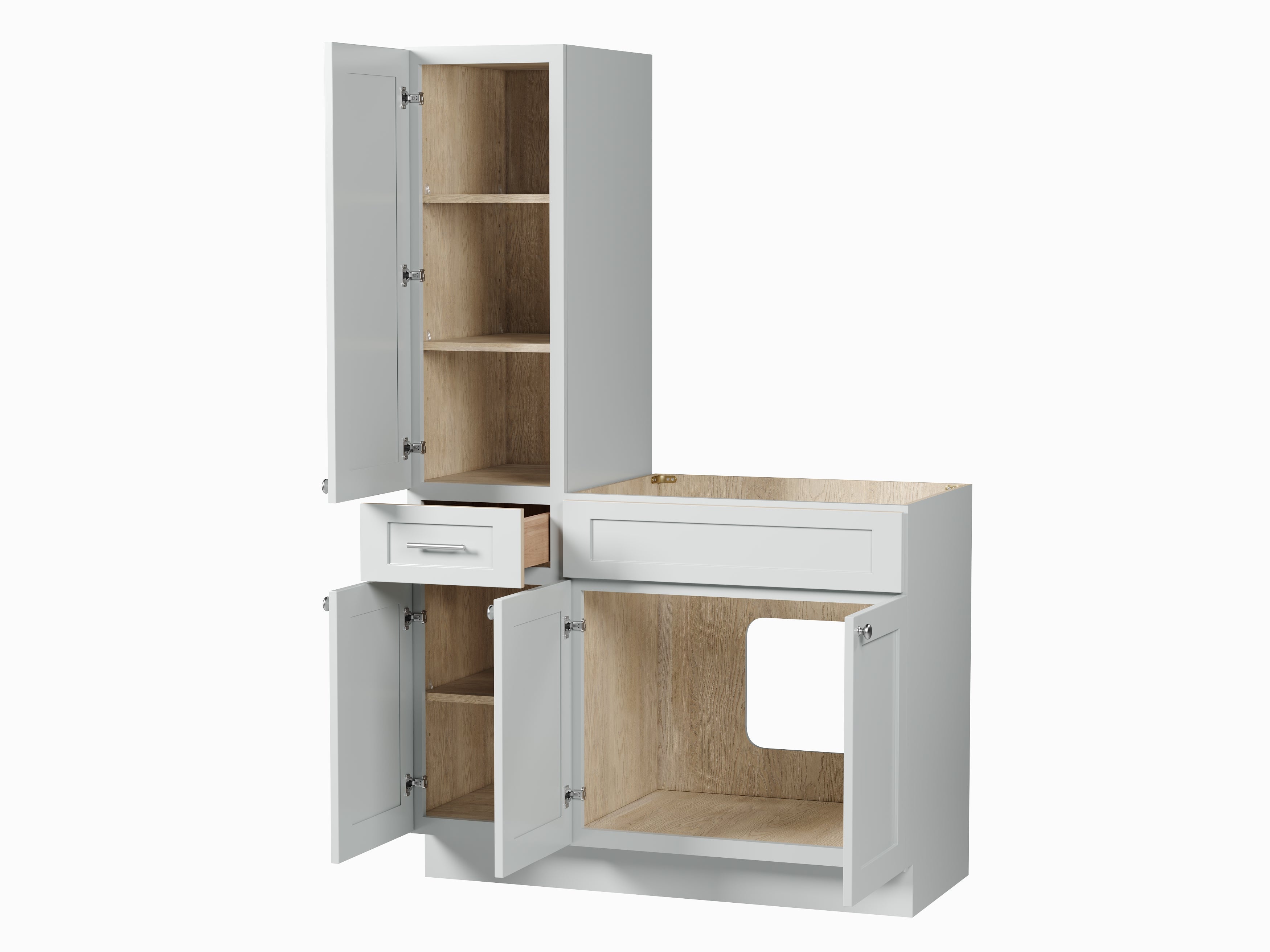 Disar 45'' Single Bathroom Vanity With Left Tall Linen Cabinet Dovetail Solid Wood Drawer Base Only