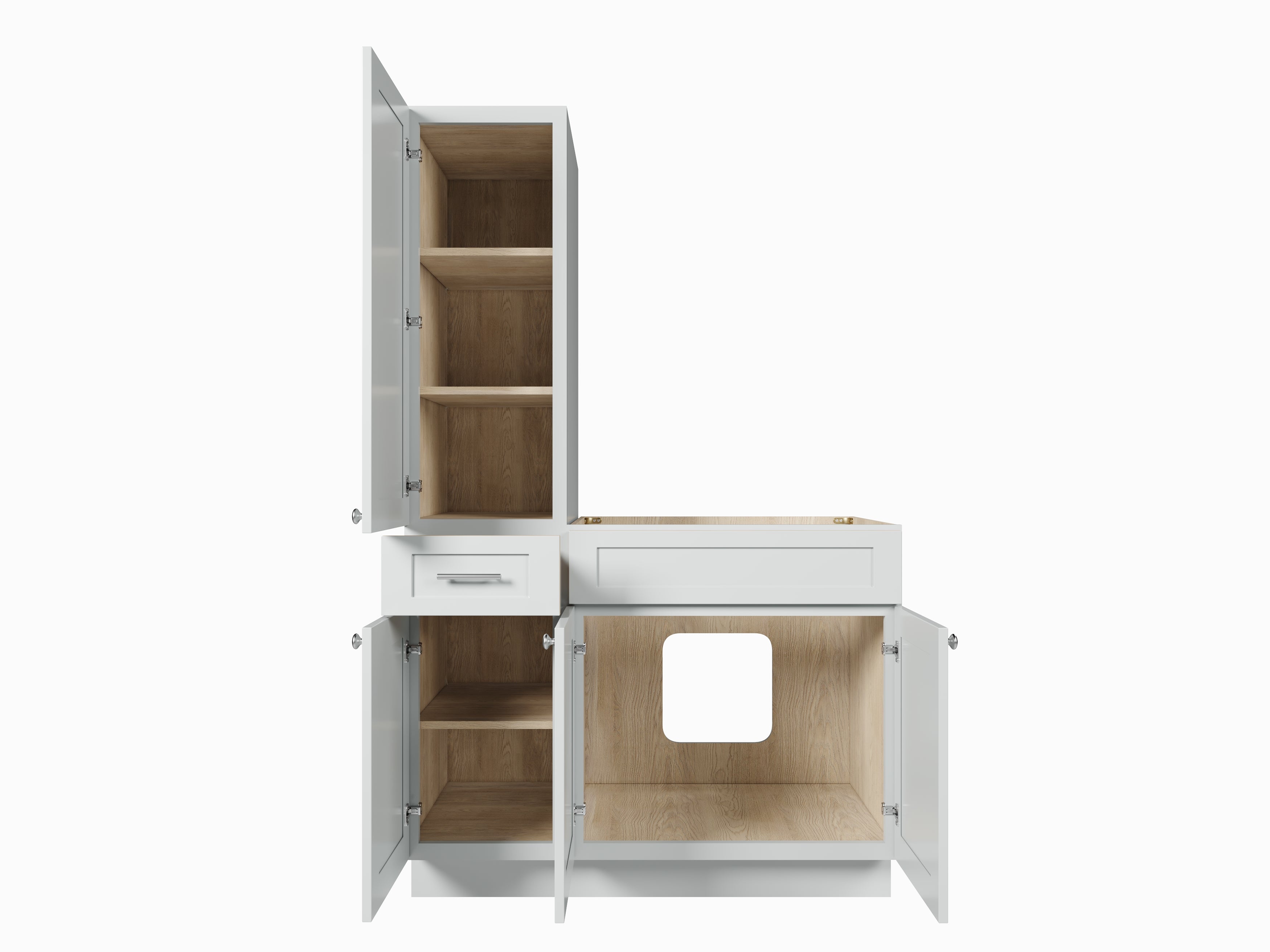 Disar 45'' Single Bathroom Vanity With Left Tall Linen Cabinet Dovetail Solid Wood Drawer Base Only