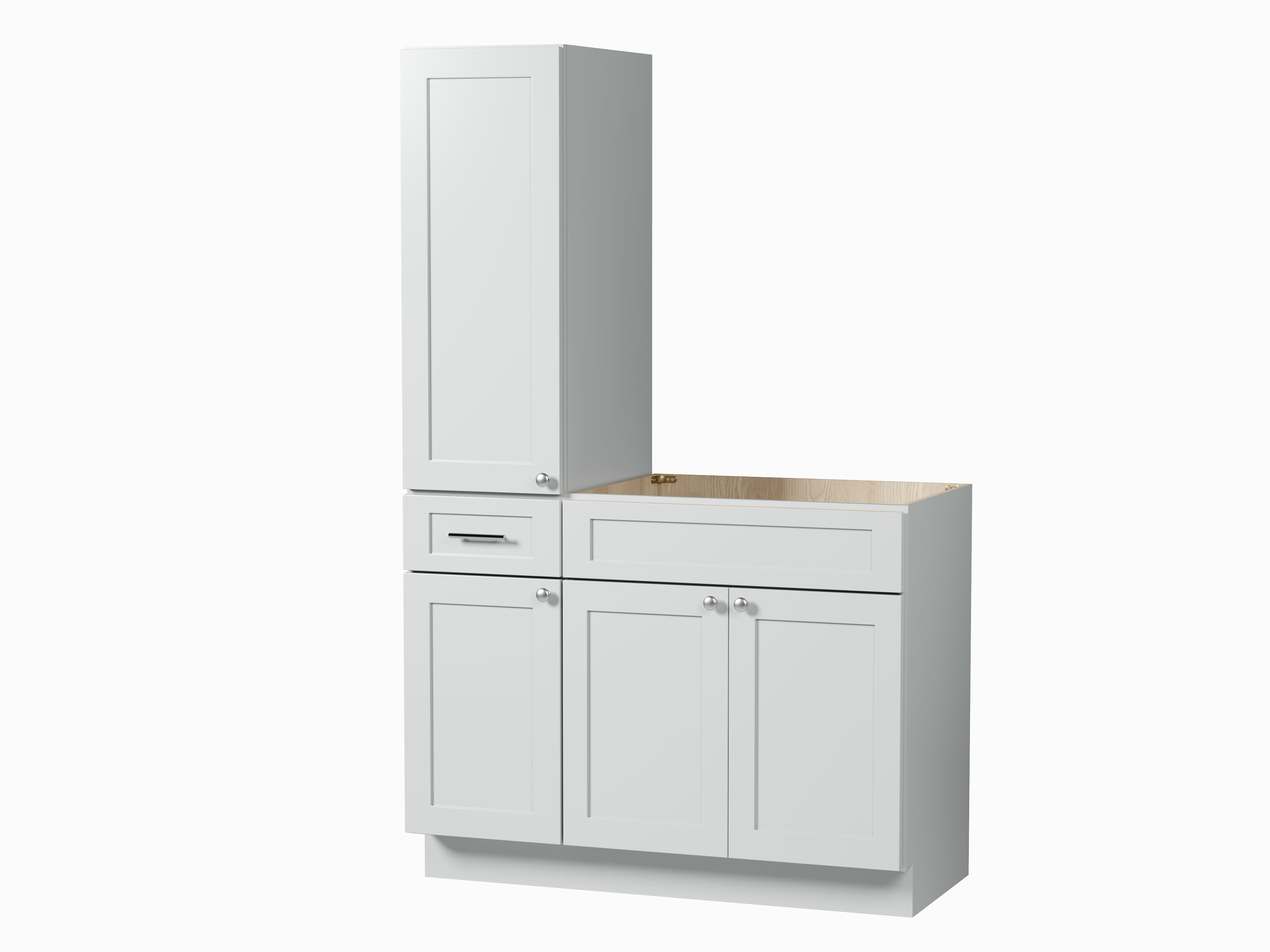 Disar 45'' Single Bathroom Vanity With Left Tall Linen Cabinet Dovetail Solid Wood Drawer Base Only