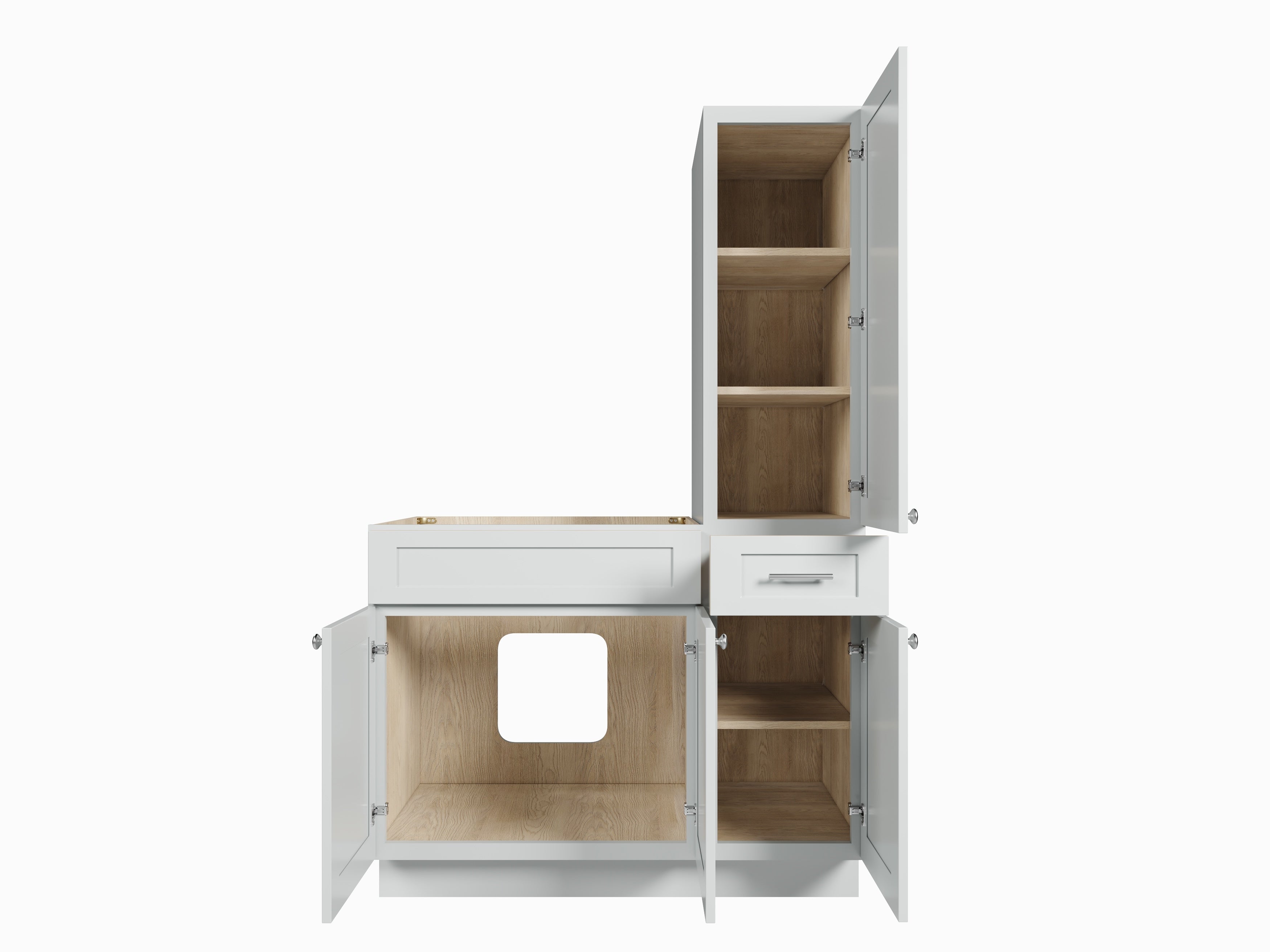 Disar 45'' Single Bathroom Vanity With Right Tall Linen Cabinet Dovetail Solid Wood Drawer Base Only