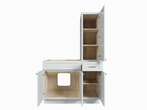 Disar 45'' Single Bathroom Vanity With Right Tall Linen Cabinet Dovetail Solid Wood Drawer Base Only