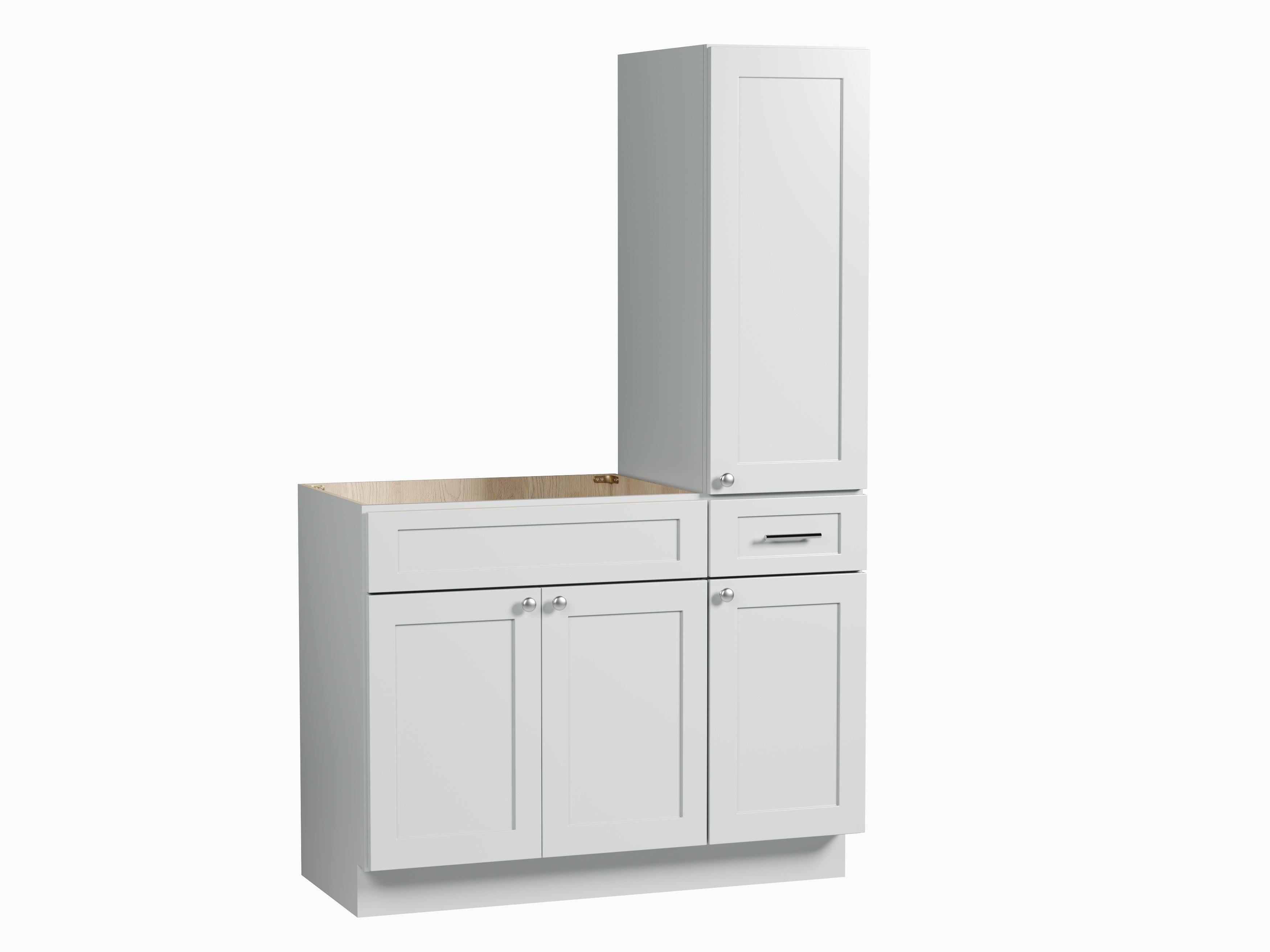 Disar 45'' Single Bathroom Vanity With Right Tall Linen Cabinet Dovetail Solid Wood Drawer Base Only